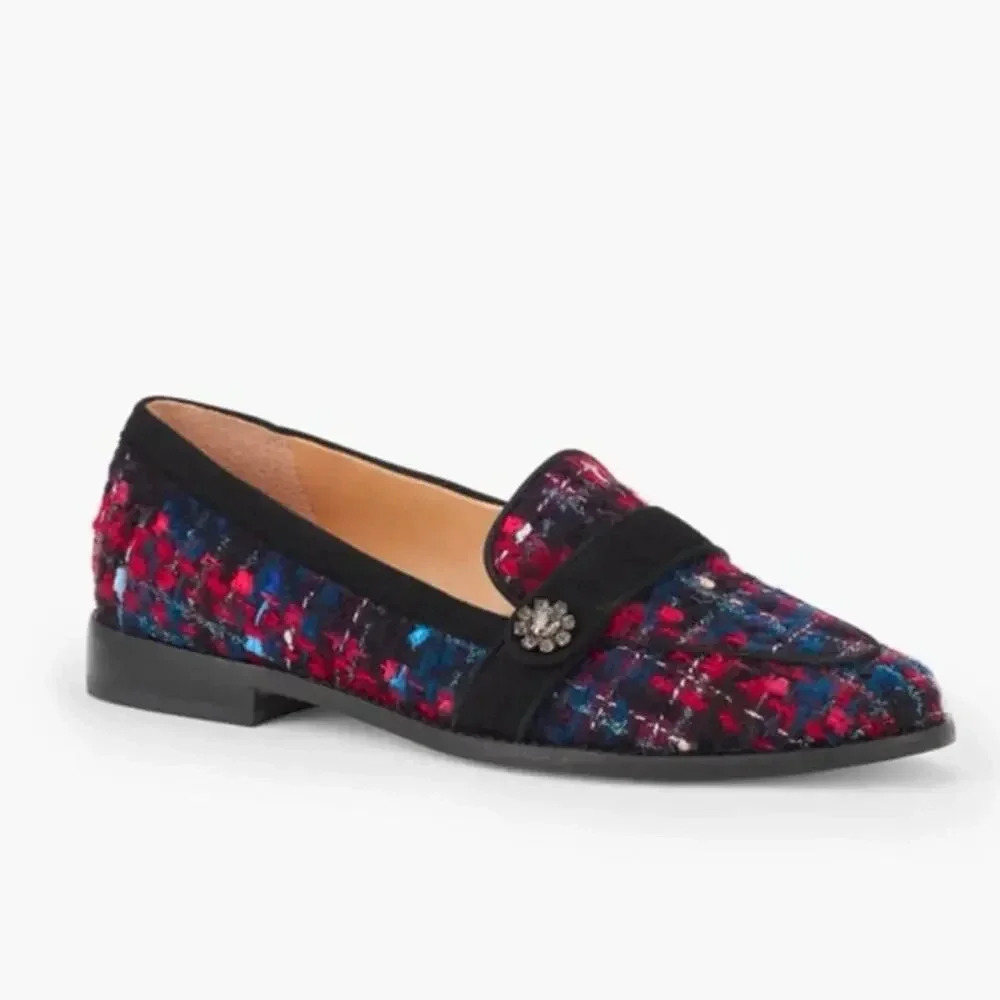 Talbots NWOT Muti Colored Tweed Leighton Loafer Slide On 1” Heel Size 6.5